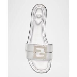 Fendi FFold Metallic Leather Sandals size 37.5 BNIB